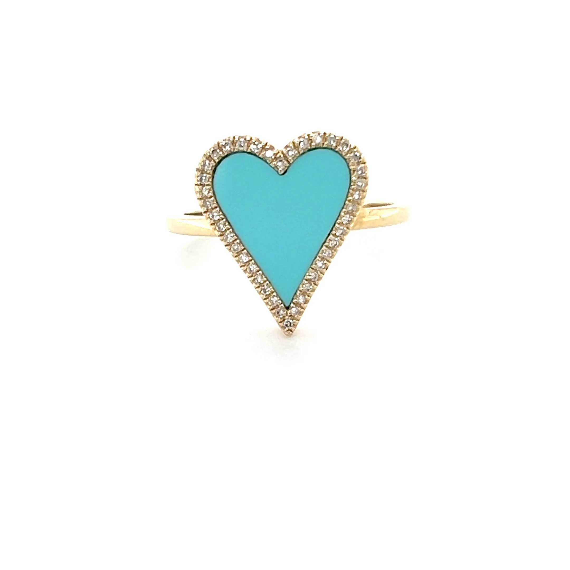 Turquoise Heart Diamond Outline Heart Ring