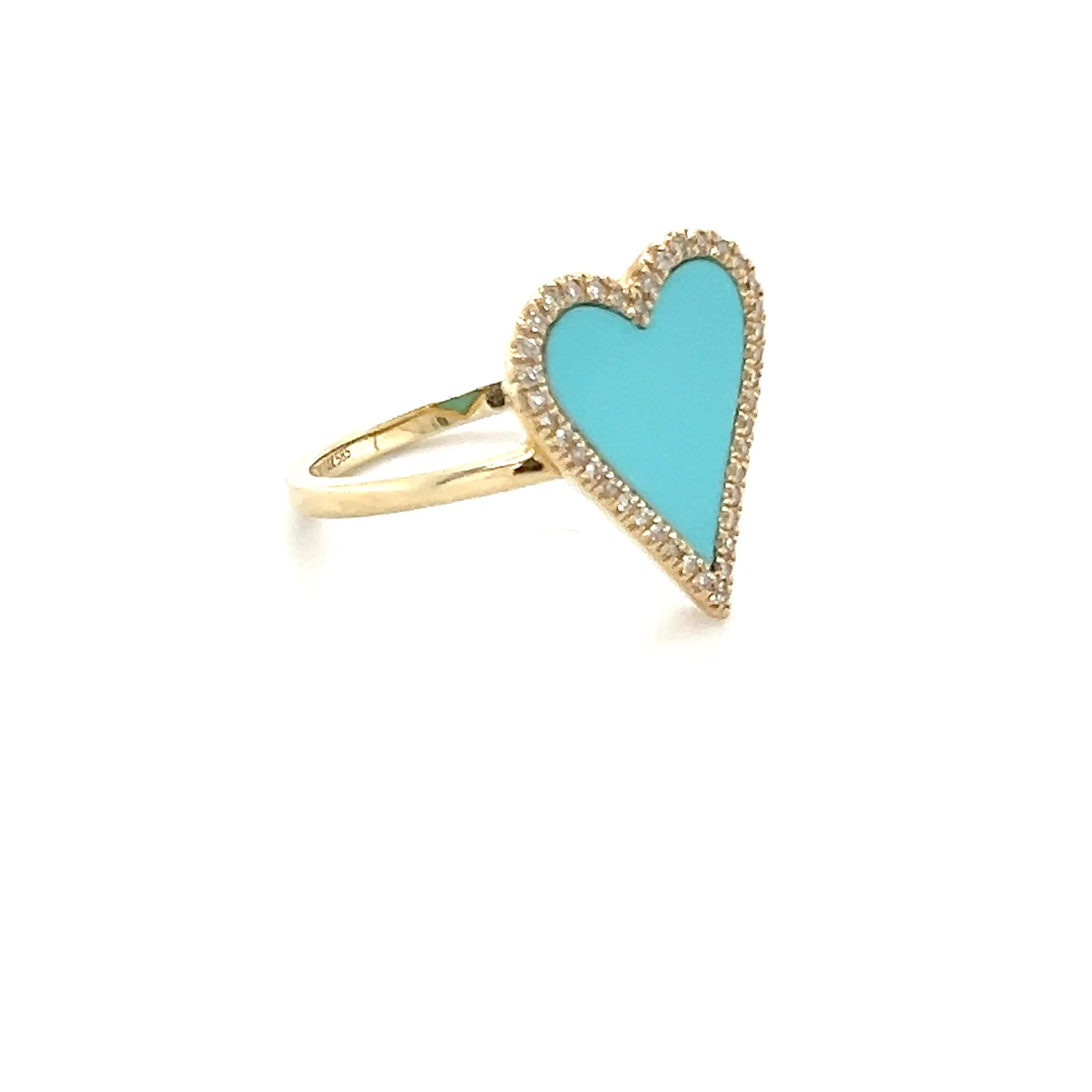 Turquoise Heart Diamond Outline Heart Ring