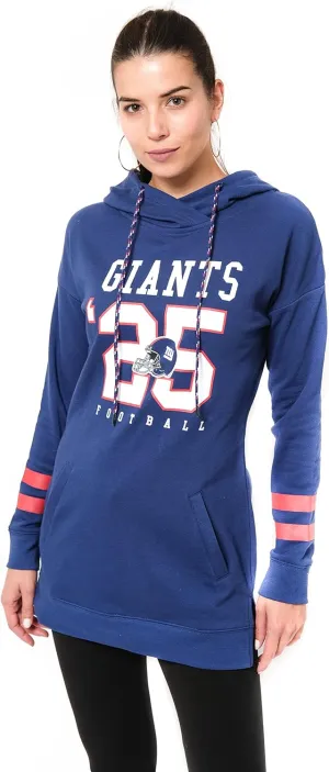 Ultra Game Women's NFL Official Soft French Terry Tunic Hoodie Pullover Sweatshirt