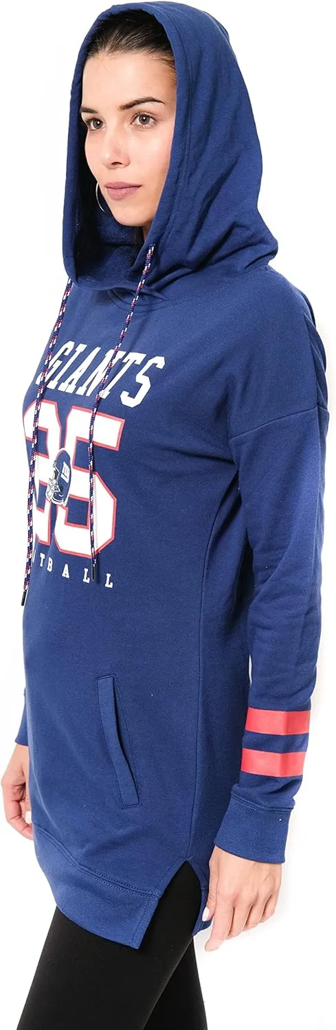 Ultra Game Women's NFL Official Soft French Terry Tunic Hoodie Pullover Sweatshirt