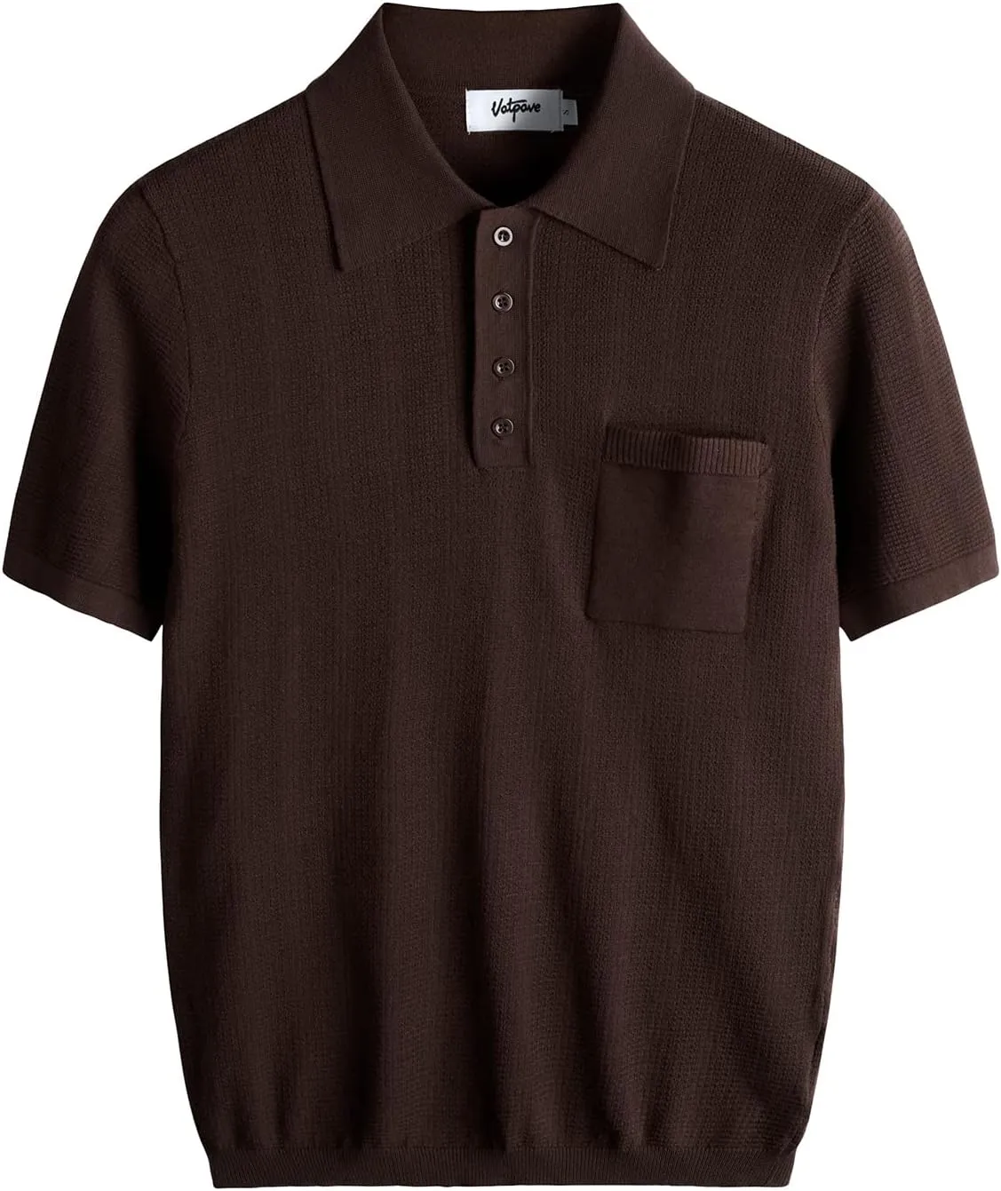 VATPAVE Mens Knit Polo Shirts Casual Short Sleeve Classic Ribbed Golf Shirt