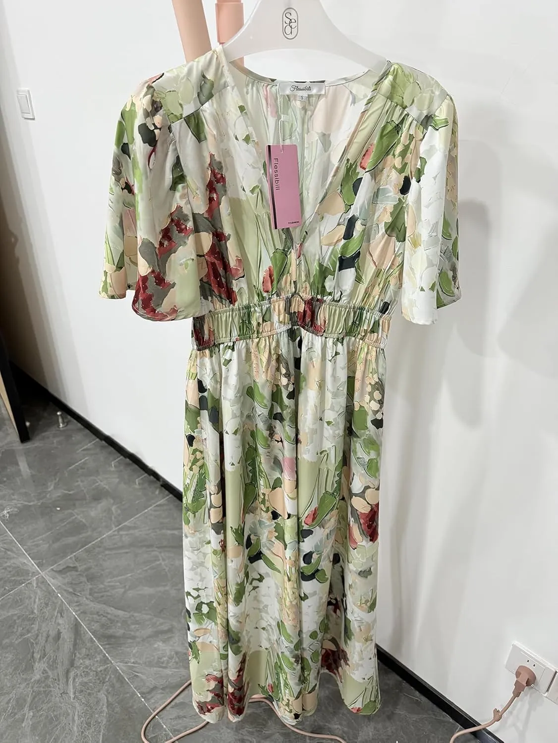 Womens V Neck Flutter Sleeve Boho Midi Dress Summer Wedding Guest Beach Party Long Dresses