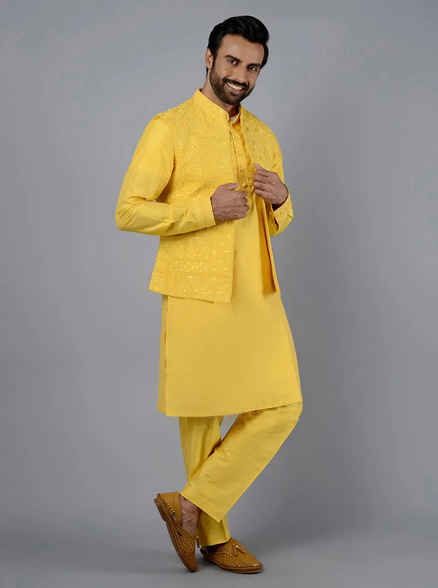 Yellow Kurta Set With Koti | TULA